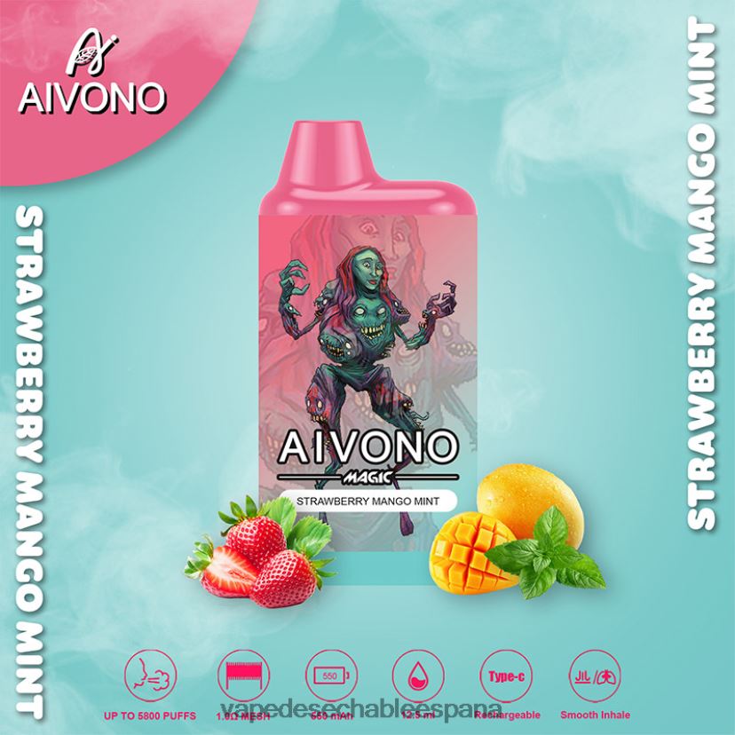 Aivono AIM MAGIC cigarrillo de caja de 5800 bocas fresa mango menta - D6NB8D97 Vape España