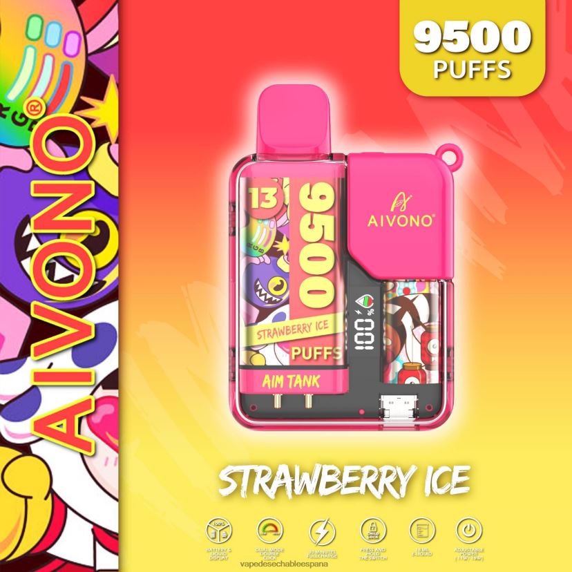 Aivono AIM TANK 9500 hielo de fresa - D6NB8D38 Vape Desechable España