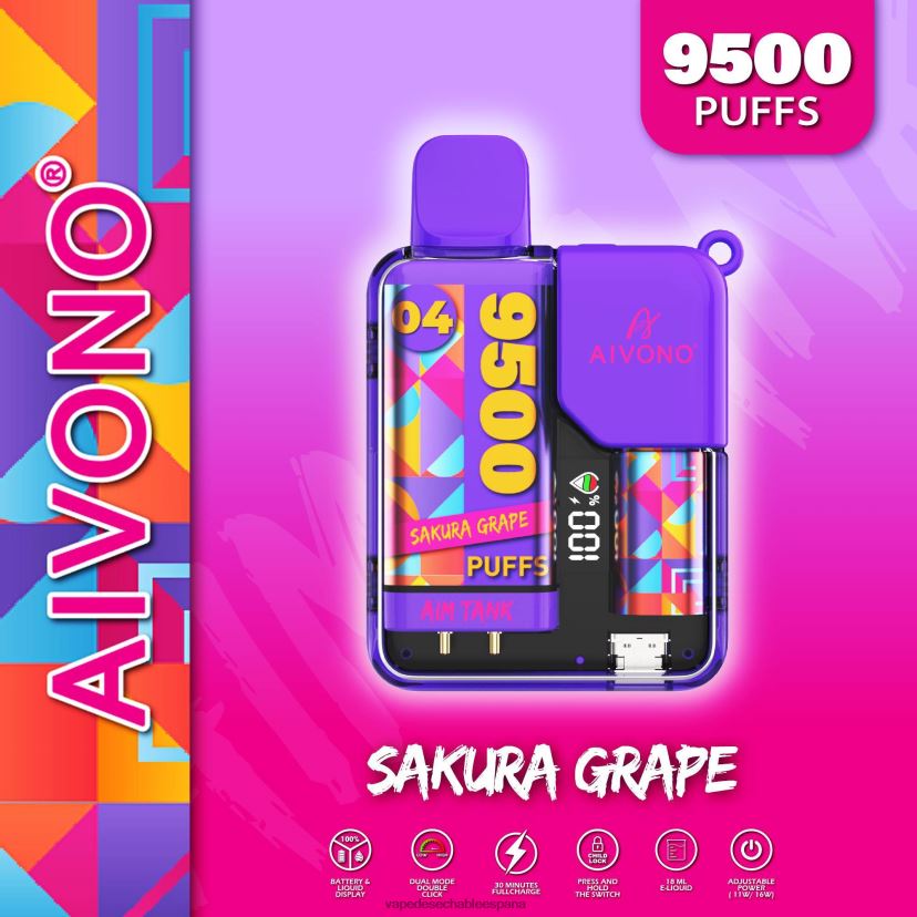 Aivono AIM TANK 9500 uva sakura - D6NB8D36 Vape Desechable España
