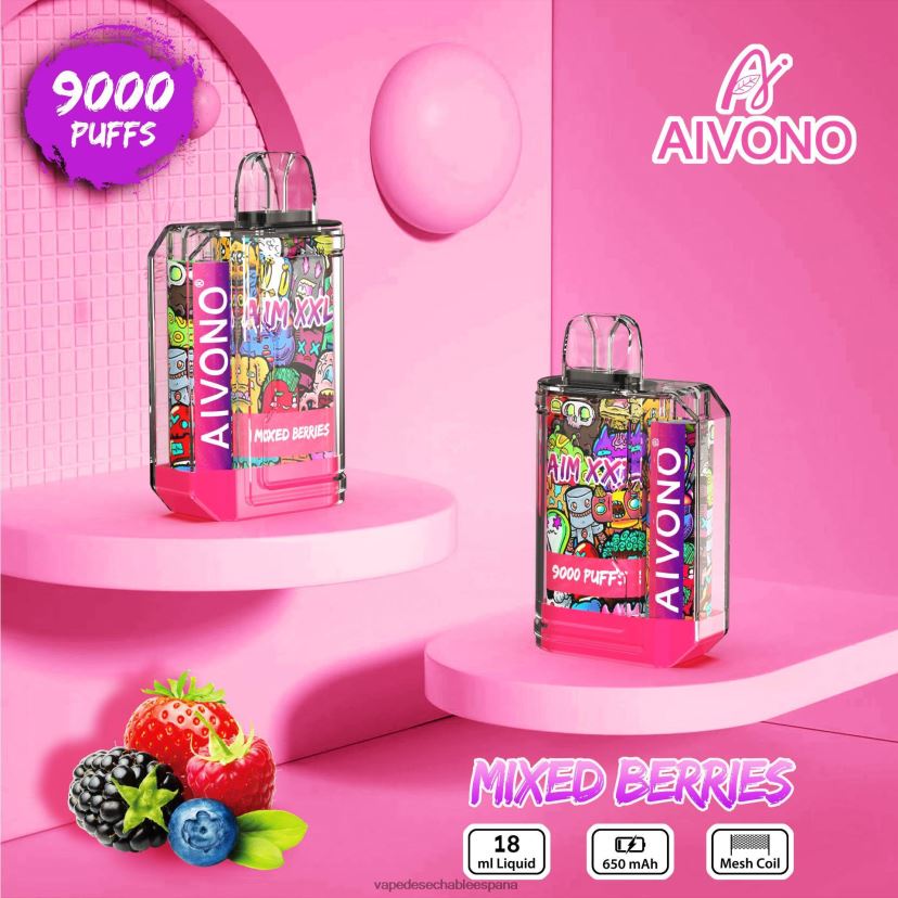 Aivono AIM XXL 9000 pegatina boca transparente bayas mixtas - D6NB8D51 Vape España