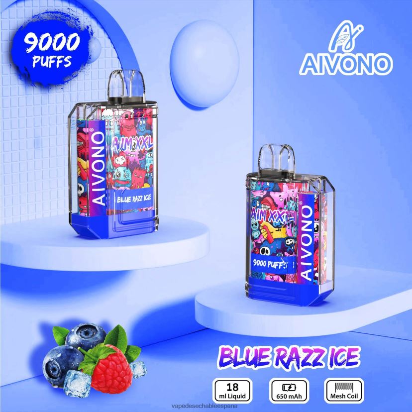 Aivono AIM XXL 9000 pegatina boca transparente hielo azul - D6NB8D54 Vape Desechable España