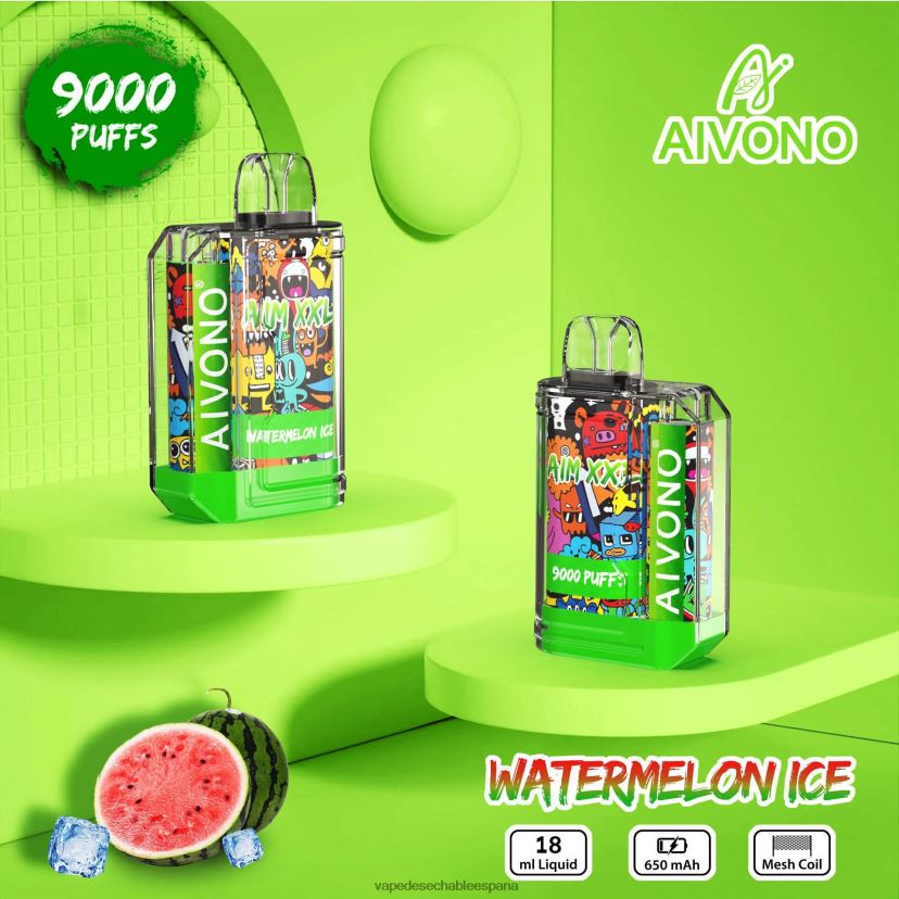 Aivono AIM XXL 9000 pegatina boca transparente hielo de sandia - D6NB8D48 Vape Desechable España