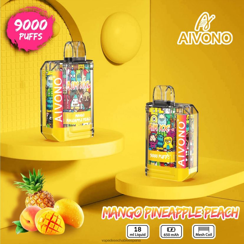 Aivono AIM XXL 9000 pegatina boca transparente mango piña durazno - D6NB8D49 Vape España