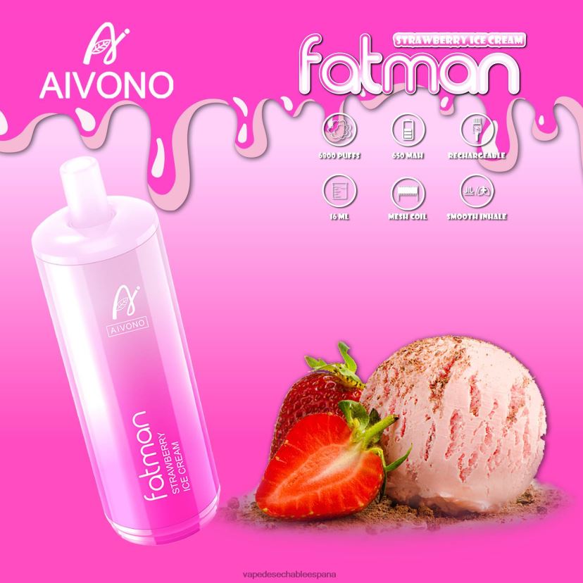 Aivono FATMAN 6800 helado de fresa - D6NB8D21 Vape España