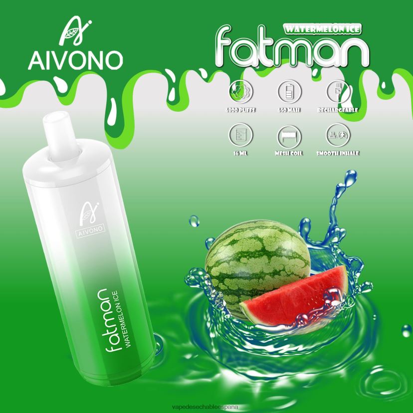 Aivono FATMAN 6800 hielo de sandia - D6NB8D28 Vape Desechable España