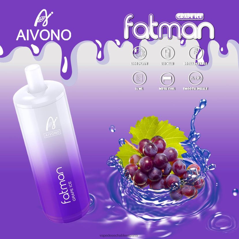 Aivono FATMAN 6800 hielo de uva - D6NB8D24 Vape Desechable España