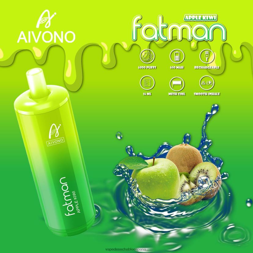 Aivono FATMAN 6800 kiwi manzana - D6NB8D31 Vape España