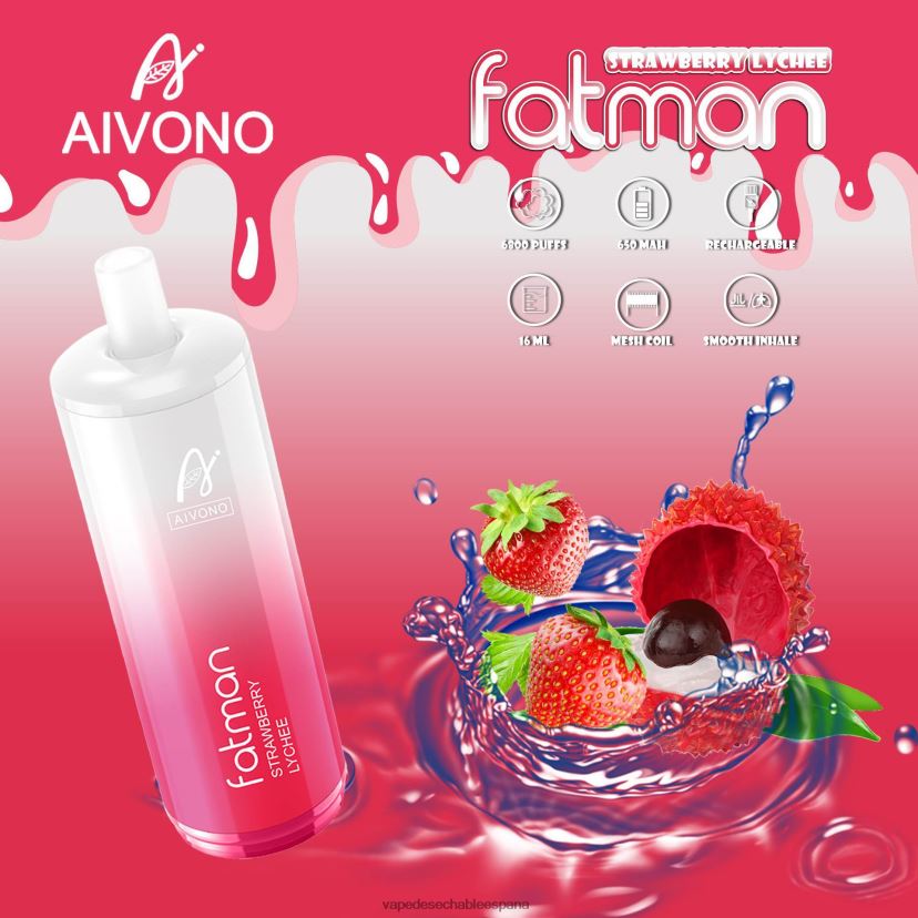 Aivono FATMAN 6800 lichi de fresa - D6NB8D23 Vape España