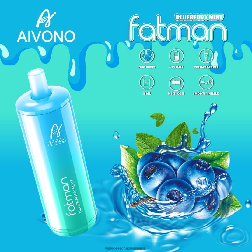 Aivono FATMAN 6800 menta de arándanos - D6NB8D22 Vape Desechable España